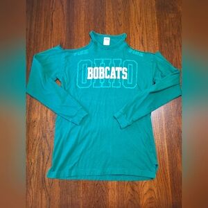 PINK Victoria's Secret Women's Ohio Bobcats Green Cutout Cotton Shirt Small